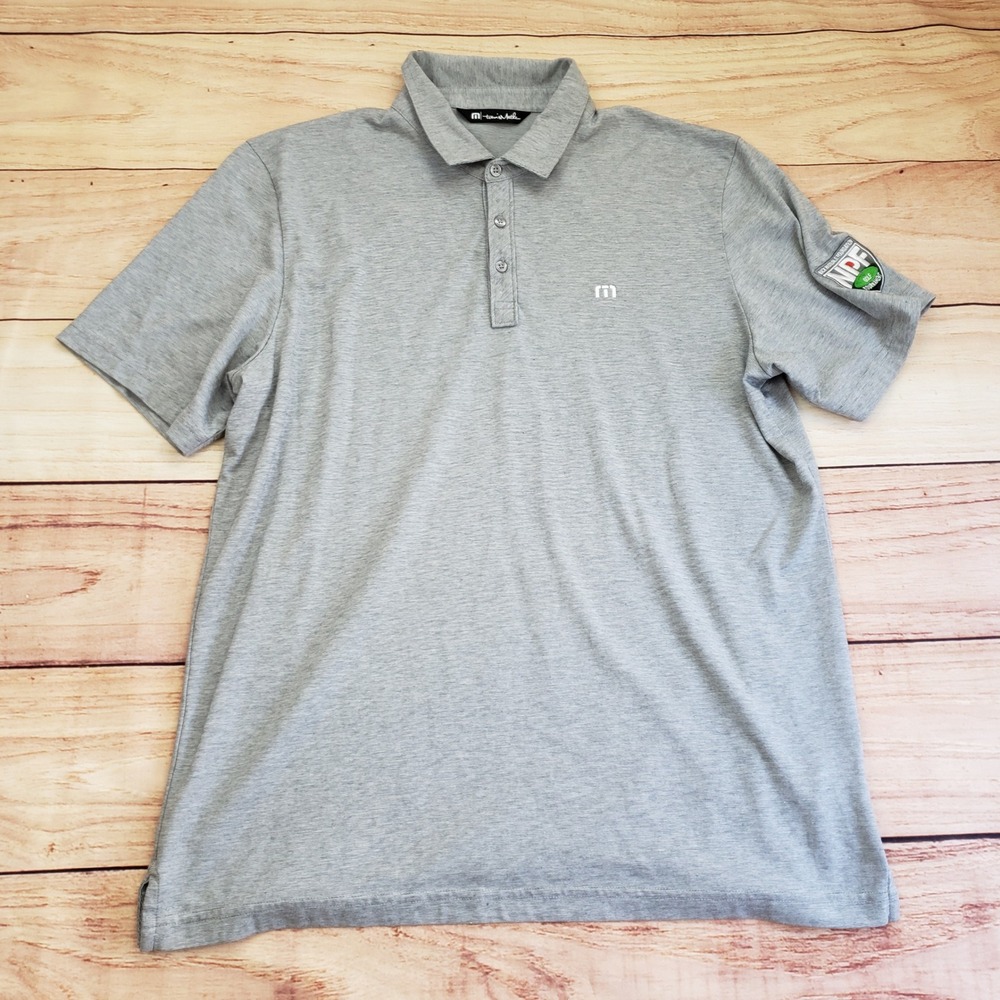 Travis Mathew Polo Shirt‎ Mens Extra Large Gray NPF Tournament Patch Golfing